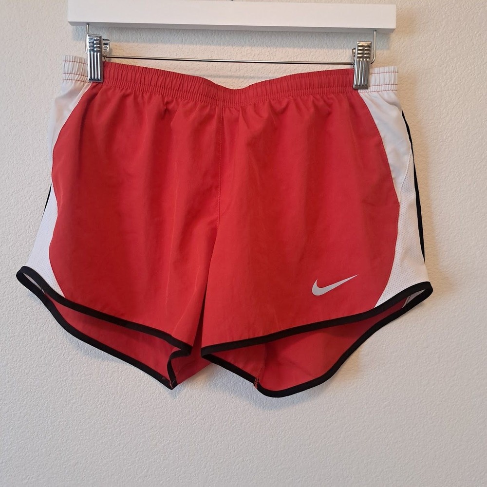 Nike Dri-FIT Womens Running Shorts Red White Black Mesh Athletic Size Medium